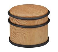 Butoir de porte, en lot de 2, lourdes portes & fenêtres, inox & caoutchouc, aspect boisé, cale haute, ∅ 9,5 cm, marron
