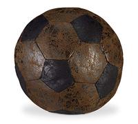 Relaxdays Butoir de Porte Ballon de Foot, Tissu, pour Sol, rempli avec Sable, arrêt déco, Lourd, Ø 20 cm, Marron