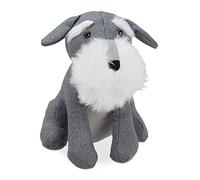 Relaxdays Butoir de Porte Chien, Tissu, rempli de Sable, pour Sol, intérieur, Lourd, Sac déco, Animal, 25x19x32 cm, Gris