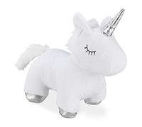 Relaxdays Butoir de porte Licorne, tissu rempli de sable, doux et lourd, 25 cm, blanc