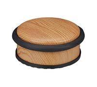 Relaxdays Butoir de Porte, Lourdes Portes, Acier Inoxydable, Caoutchouc, Plat, Aspect boisé HxD 5x10,5 cm, Marron Clair