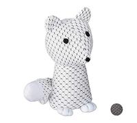 Relaxdays Butoir Renard, Tampon pour Porte décoratif, Se Tient Droit, rempli, intérieur, 1 kg Blanc, Polyester, Sable, Weiß, 25 x 17,5 x 12 cm