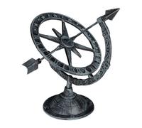 Relaxdays Cadran Solaire de Jardin, Fonte de Fer, Horloge Soleil au Design Antique, résistant, 27 x 26 x 18 cm, Gris