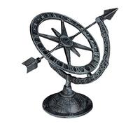 Relaxdays Cadran Solaire de Jardin, Fonte de Fer, Horloge Soleil au Design Antique, résistant, 27 x 26 x 18 cm, Gris