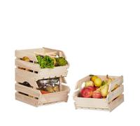 Relaxdays Boîtes empilables en bois