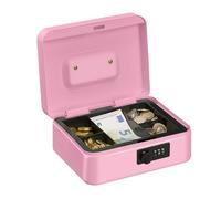 Relaxdays Caisse à monnaie avec combinaison à 3 chiffres rangement d’argent en fer H x L x P 8 5 x 20 x 17 cm rose