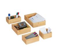 Relaxdays Caisse de rangement bambou lot de 5