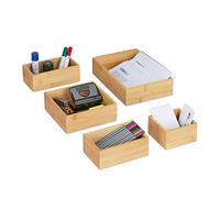 Relaxdays Caisse de rangement bambou lot de 5
