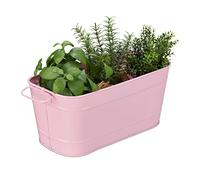 Relaxdays Caisses de Fleurs, Jardin, Balcon et intérieur; à garnir de Plantes, Vintage,métal,HlP 16x38x19cm, Rose