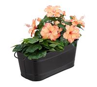 Relaxdays Caisses de Fleurs, Jardin, Balcon et intérieur; à garnir de Plantes, Vintage,métal,HlP 16x38x19cm, Noir