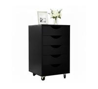 Relaxdays Caisson à roulettes, 5 tiroirs, H x L x P : 66,5 x 40 x 40 cm, Caisson de Bureau, Noir