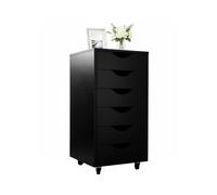 Relaxdays Caisson à roulettes, 6 tiroirs, H x L x P : 78 x 40 x 40 cm, Meuble de Bureau, Noir