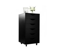 Relaxdays Caisson à roulettes, 6 tiroirs, H x L x P : 78 x 40 x 40 cm, Meuble de Bureau, Noir