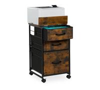 Relaxdays Caisson de Bureau, 3 tiroirs, Design Industriel, H x L x P : env. 68 x 40 x 40 cm, Marron et Noir