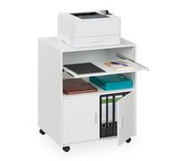 Relaxdays Caisson de Bureau, roulettes, 2 Compartiments, Plateau Coulissant, H x L x P : 74 x 60 x 48 cm, Blanc
