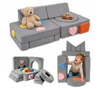 Relaxdays Canapé de Jeu modulable 18 pièces Blocs Souples Gris
