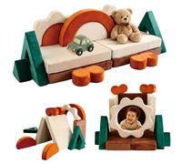 Relaxdays, canapé modulaire pour enfants, 18 pièces, blocs souples, canapé pour enfants, velours, dimensions : 53 x 194 x 66 cm, canapé de jeu, multicolore