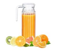 Relaxdays Carafe avec couvercle, cruche 1 litre, pichet en verre, jus, thé glacé, avec anse, filtre, transparent