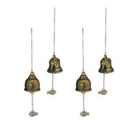 Relaxdays Carillon à de 4, métallique, décoration de Jardin, Sons apaisants, bouddhas, éléphants, doré