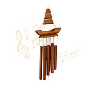 Relaxdays Carillon à Vent en Bambou, rappelle Les voiliers, HxLxP : 72 x 20 x 6 cm, pour intérieur et extérieur, Nature