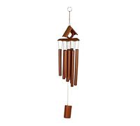 Relaxdays Carillon à Vent en Bambou, Toit Pointu, à Suspendre, Marron | HLP 68x14x7 cm, pour intérieur et extérieur