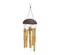 Relaxdays Carillon à Vent, Tubes en Bambou, moitié de Noix de Coco, H x L : 96 x 15 cm, intérieur et extérieur, Nature