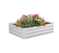 Relaxdays Carré Potager, métal galvanisé, Fleurs, Plantes et légumes, HxLxP : 30x120x90 cm, jardinière extérieure, Blanc