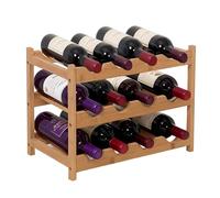 Relaxdays Casier à vin, 12 Bouteilles, Bambou, H x L x P 30 x 45 x 23,5 cm, Support pour vin Rouge & Blanc, Naturel