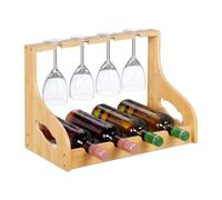 Relaxdays Casier à vin 4 bouteilles porte-verre