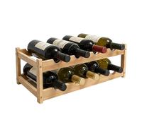 Relaxdays Casier à vin, 8 Bouteilles, Bambou, H x L x P 16,5 x 45 x 23,5 cm, pour vins Rouges et Blancs, Naturel
