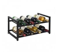 Relaxdays Casier à vin, 8 Bouteilles, Fer, H x L x P : 21,5 x 42,5 x 24,5 cm, pour vins Rouge & Blanc, Noir