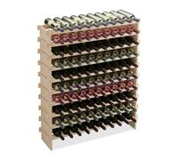 Relaxdays Casier à vin, pour 100 Bouteilles, étagère empilable, 120 x 103 x 25 cm, Extensible, Bois de pin, Naturel