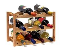 Relaxdays Casier à Vin Range Bouteilles Horizontal, 3 étages de 4 Bouteilles pour 12 Bouteilles en Bois Etagère à Bouteilles de vin Dimensions 42x21x28 cm Porte-Bouteilles Bois de Noyer, Nature
