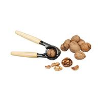 Relaxdays Casse-noisette avec manche en bois, pince en aluminium pour les noix, ouvre bouteille de champagne 2 en 1, HxlxP: 6 x 18 x 8, 5 cm, noir