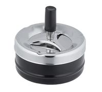 Relaxdays Cendrier avec Couvercle Poussoir, métal et Plastique, Ø 9,5 cm, pour intérieur & extérieur, argenté/Noir
