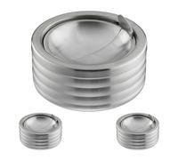 Relaxdays Cendrier en Lot de 3, avec Couvercle, Rond, Acier INOX, HD : 7 x 11,5 cm, pour intérieur et extérieur, argenté