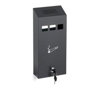 Relaxdays Cendrier mural verrouillable métallique (fer) pour l'extérieur 32,5 x 15 x 6 cm Anthracite