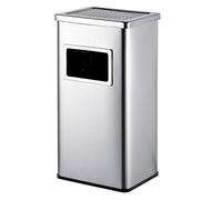 Relaxdays Cendrier sur pied avec poubelle, inox brossé, cendrier amovible, H x L x P: 60,5 x 30 x 24 cm, argent