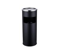 Relaxdays Cendrier sur Pied avec Poubelle, métal, 17 l, Colonne pour Fumeurs, HxP : 60,5x24 cm, Fer, Noir/Argent