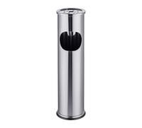 Relaxdays cendrier sur Pied en métal argenté, Ouverture déchets, 8 L, Station Fumeurs, 56 x 15 x 15 cm