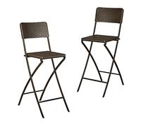 Relaxdays Chaise de bar lot de 2 avec dossier pliante pliable BASTIAN 78 cm hauteur, marron
