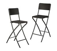 Relaxdays Chaise de bar lot de 2 avec dossier pliante pliable BASTIAN tabouret 78 cm hauteur, noir