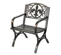 Relaxdays Chaise de Jardin, avec accoudoirs, Large, métal, Fauteuil rétro, H x L x P : 85,5 x 60 x 56 cm, Noir/Bronze