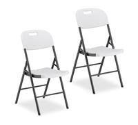 Relaxdays Chaise de Jardin Pliante, Lot de 2, pour l'extérieur, 150 kg, résistante aux intempéries, Noir-Blanc