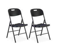 Relaxdays Chaise de Jardin Pliante, Lot de 2, pour l'extérieur, 150 kg, résistante aux intempéries, Noire