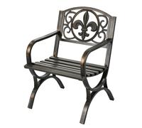 Relaxdays Chaise de jardin vintage en métal avec accoudoirs Extra-large Noir/Bronze 85,5x60x56 cm
