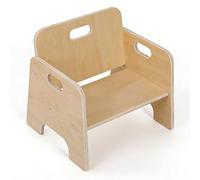 Relaxdays Chaise Enfant dès 1 an, Montessori & autonomie, Naturel | H x l x P : 32 x 33 x 29 cm, tabouret enfant, bois