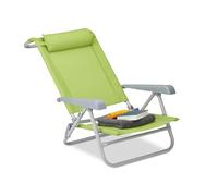 Relaxdays Chaise Pliante Jardin Chaise Pliable Plage Ajustable Appui-tête accoudoirs réglables 120 kg, Vert