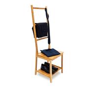 Relaxdays Chaise porte-serviettes bambou, valet de chambre avec 2 étagères HLP 133 x 40 x 42 cm, salle de bain, nature