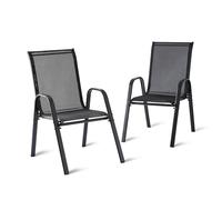 Relaxdays Chaises de Jardin, Lot de 2, Dossier Haut, accoudoirs, empilables, jusqu'à 150 kg, Polyester/métal, Anthracite